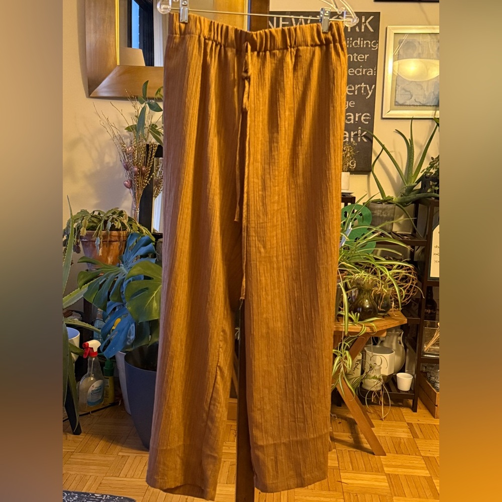 #40 EUC Bronze Colored Elastic Waist Pants